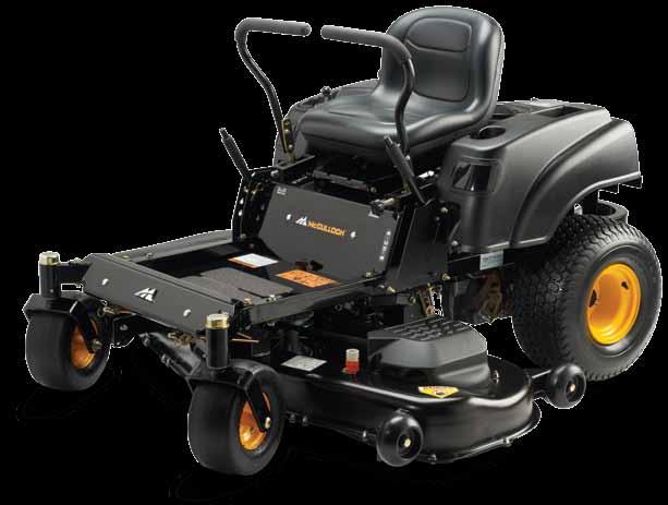ZERO TURN MOWERS McCulloch Zero Turn mowers are design with the best in comfort, durability and performance in mind.
