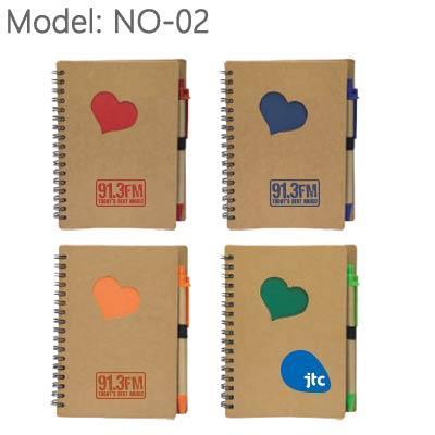 Notebooks Model: NO-01 Eco notepad with pen Black, Red, Orange, Royal Blue Number of pages: 70 sheets (140