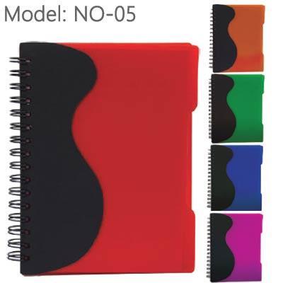 Notebooks Model: NO-05 PP plastic cover Red, Orange, Green, Royal Blue,