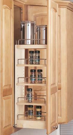 448-WC SERIES pullout Shelving System Introducing the Wood Classic Adjustable Shelf Pullout with chrome rails designed for wall 9" and wall 12" cabinets.