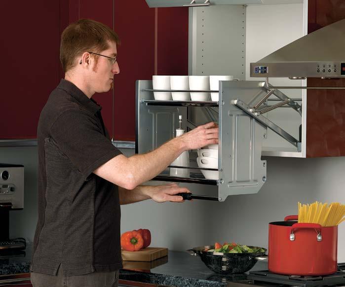 The 5PD Series is a chrome-plated two-tier pull-down shelf that brings hard-toreach items down 10" while pulling