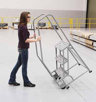 rolling metal ladders TILT n ROLL 3TR26A6 Rolling Ladder THE TiltNRoll features a special balanced design that allows it to tilt easily to the rolling position when pulled toward the user.