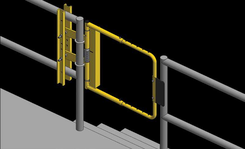 Versatile, can be mounted to round rail, square rail, angular rail of up to 2, or a firm reinforced wall surface. Stainless steel spring closes the gate after each pass thru.