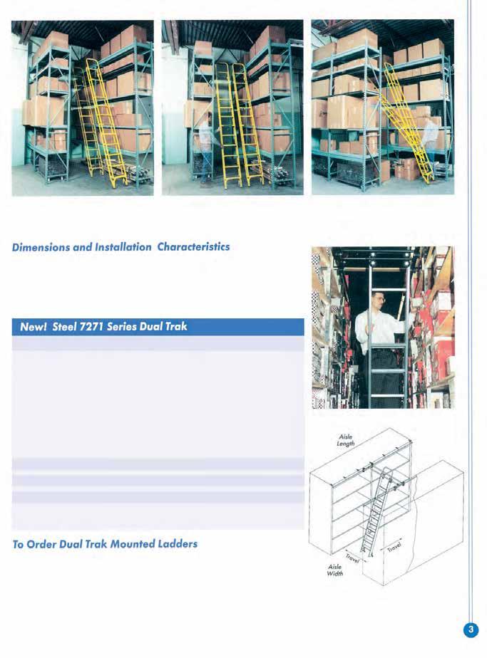TRACK LADDERS TRACK LADDERS DUAL TRAKTM Ladder System THE DUAL TRAK TM LADDER is designed to provide safe, convenient access to tall shelving on both sides of narrow aisles in storage areas.
