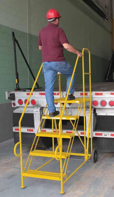 Easy 5TAP SAFETY YELLOW (C2) Trailer Access Platform Easy access to trailers and cube vans THE TRAILER ACCESS LADDER offers easy entry to tractor trailers and cube vans in places where loading docks