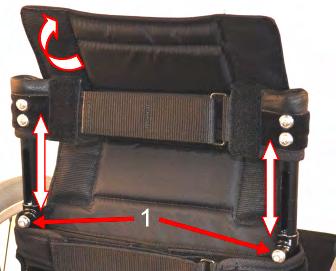 Backrest angle (Figures 11 and 12) 1) Release the backrest locking function by pulling the cable (4) see Figure 10 and folding the backrest forwards.