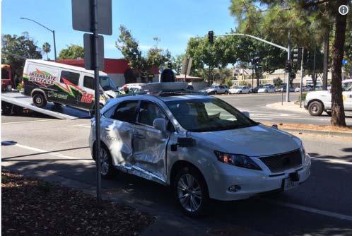 Google self driving car in broadside collision after other car jumps red light September 2016 Google