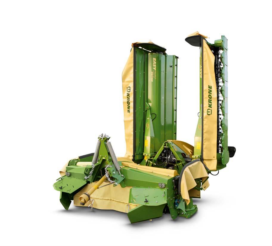 Automatic folding For a reduced transport height the end guards on each mower fold up automatically as the machine folds up.