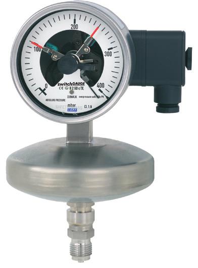 Pressure Absolute pressure gauge with switch contacts For the process industry, NS 100 and 160 Models 532.52, 532.53 and 532.54 WIKA data sheet PV 25.