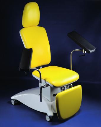 The four-segment operating surface with a width of 480 mm is covered with seamless artificial leather in a colour of your choice; it is divided into a head segment, a backrest, a seat and a leg