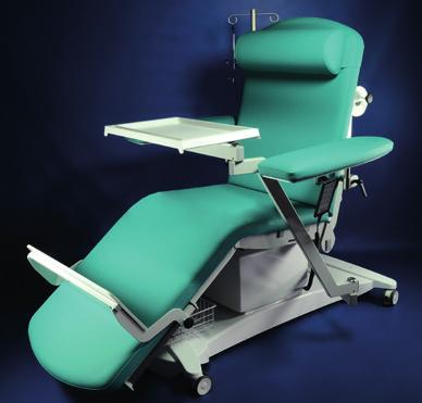 Armchair is the optimal solution for longlasting stay of patient during transfusion or dialysis. Comfortable armchair for all patient positions. Travelling version with 75 mm braked wheels.