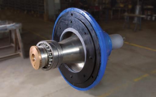 RELIABLE J Series Gyracone Construction Details Mainshaft assembly A surface-hardened sleeve on the spider-bearing journal lets the shaft raise or lower through the bearing without galling.