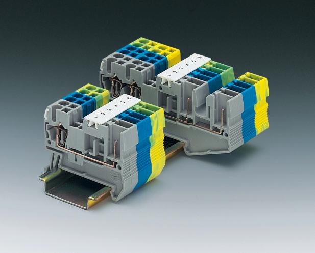 ST-COMBI 4 mm 2 Pluggable Spring-Cage Terminal Blocks The Þelds of application for the pluggable ST-COMBI spring-cage terminal blocks has been added to with solutions for larger conductor cross