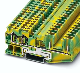 Pluggable Spring-Cage Ground Terminal Blocks ST 4-QUATTRO/ 2P-PE (IEC) rigid ßexible [mm 2 ] solid stranded AWG IEC 61 984 0.08-6 0.