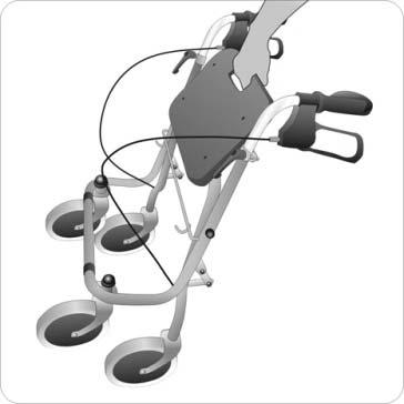 The rollator can be lifted or trailed by the seat handle.