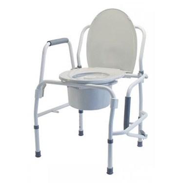Weight capacity: 300lbs. Price: $210.00 Commode-Three in One-Bariatric Heavy duty steel construction with extra wide platform seat for maximum stability.