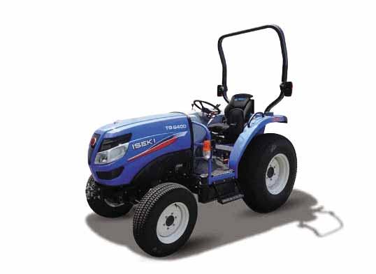 7 L/min hydraulic system Folding ROPS or air-conditioned cabin Turf/AG/Industrial tyres available Loader pricing based on tractor and loader ISEKI TG6400 38.