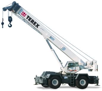 TEREX RT 175 Rough Terrain Crane Max. Lifting Capacity: 75 tons (68 mt) 126 ft. (38.4 m) FOUR-SECTION, FULL-POWER BOOM WITH SINGLE LEVER CONTROL High strength, four plate construction.