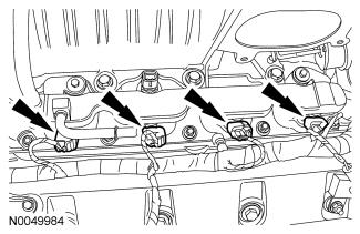 Connect the 4 LH fuel injector electrical connectors.