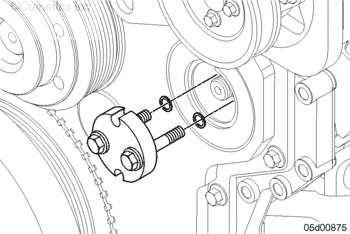 CAUTION Protect the fuel pump drive shaft threads from damage during gear removal. Install the fuel pump drive gear puller onto the drive shaft and gear.