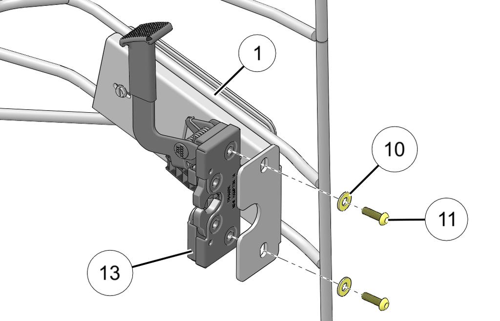 Assemble lever k to exterior latch h using screw 3). 15.