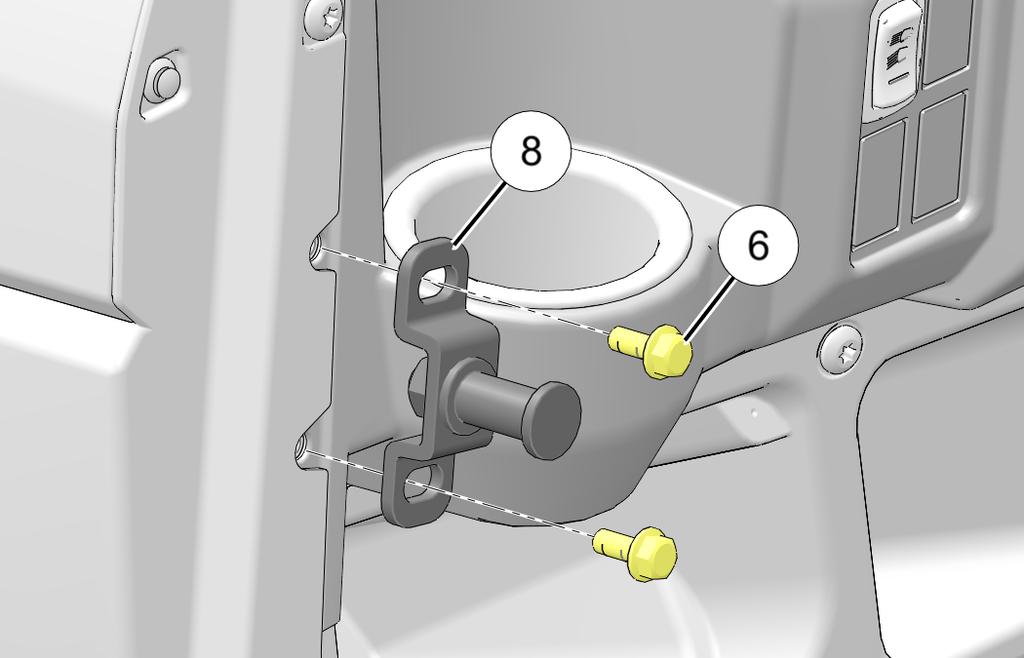 Install exterior latch h to LH door frame q using three screws d.