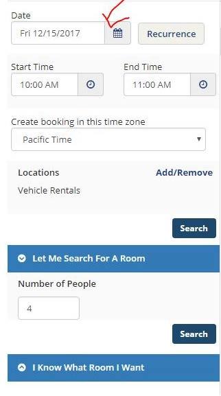 Select the date you wish to reserve your vehicle(s).