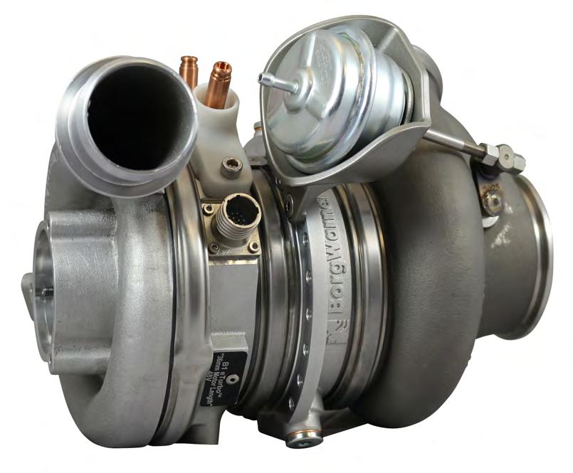 Figure 4. BorgWarner s innovative 48-volt eturbo TM combines an ultra-high-speed electric motor and turbocharger to provide boost assist or convert exhaust gas flow into electrical energy.