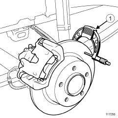 REAR AXLE COMPONENTS Rear brake disc: Description 33A I - PREPARATION OPERATION FOR CHECK Position the vehicle on a two-post lift (see Vehicle: Towing and lifting) (02A, Lifting equipment).