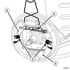 - the rear wheels (see 35A, Wheels and tyres, Wheel: Removal - Refitting, page 35A-1), -the brake drum (see 33A, Rear axle components, Rear brake drum: Removal - Refitting, page 33A-19).