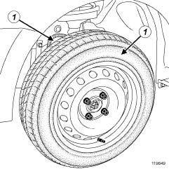 WHEELS AND TYRES Wheel: Removal - Refitting 35A EQUIPMENT LEVEL E3 LEISURE or EQUIPMENT LEVEL EA1 or EQUIPMENT LEVEL EA2 or EQUIPMENT LEVEL EA3 or EQUIPMENT LEVEL EA4 or EQUIPMENT LEVEL EA5 or