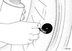119746 a Fit the (mushroom type) plug via the interior of the tyre by pulling on it using pliers.