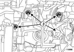 STEERING ASSEMBLY Steering column: Removal - Refitting 36A 113092 - the universal joint bolt (2) (do not keep), - the universal joint nut (do not keep).