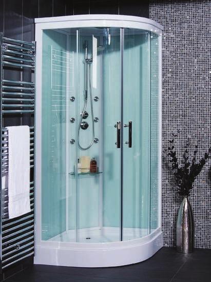 SHOWER ENCLOSURES - Cabins 6 BODY JETS Aqualine Hydromassage Shower Cabin Aqualine 900 Shower Cabin, featuring overhead monsoon shower multimode shower handset with rail, thermostatic valve with