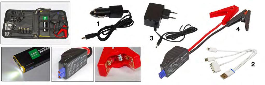 Outputs USB 5V from 1A and 2,1A: for all electronic devices with rechargeable batteries (cameras, Go-Pro, etc..).