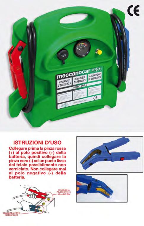 Jump starter model 12V-2400 Portable Emergency starter for the setting in motion of motor vehicles with working batteries but exhausted.
