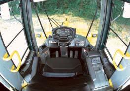 The high visibility, quiet, temperature controlled cab offers the operator ideal surroundings for putting the Kawasaki loader through its paces.