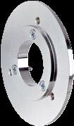 plate, aluminum, including 3 flat head  centering hub to 100 mm servo flange with 60 mm centering hub, aluminum, luminum Mounting