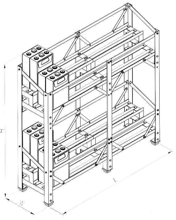 Battery arrangement as per rack design CNT.