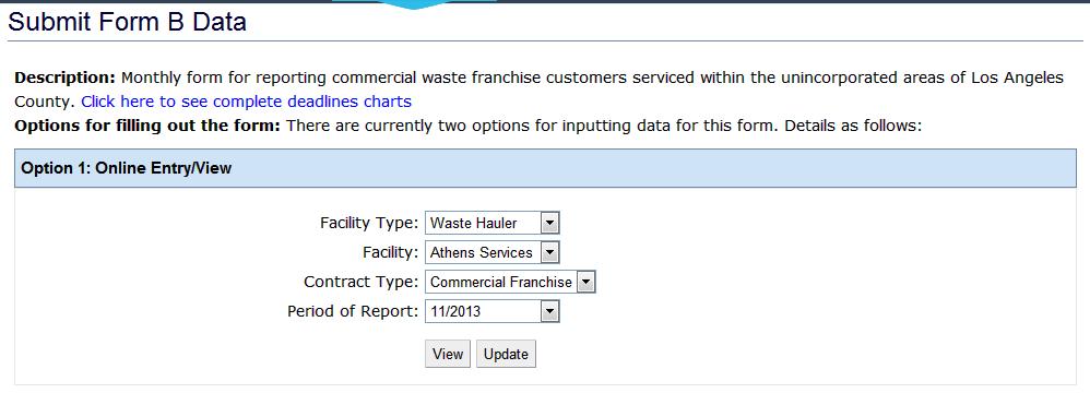 ONLINE SERVICES: SUBMIT DATA (CONTINUED) OPTION 1: ONLINE ENTRY/VIEW You can also View the data you have submitted