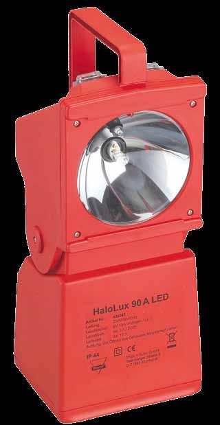 robust, impact resistant plastics. The HaloLux 90 A LED has a 120 swivelling lamp head.