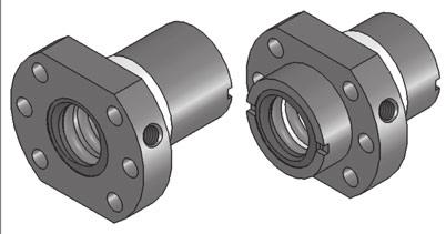 Flanged ball nuts KGF-D according to DIN 69051 Hole pattern 1 Flanged form B to DIN 69051 Hole pattern 2 Flanged form B to DIN 69051 Material : 1.7131 (ESP65) or 1.3505 (100 Cr 6).