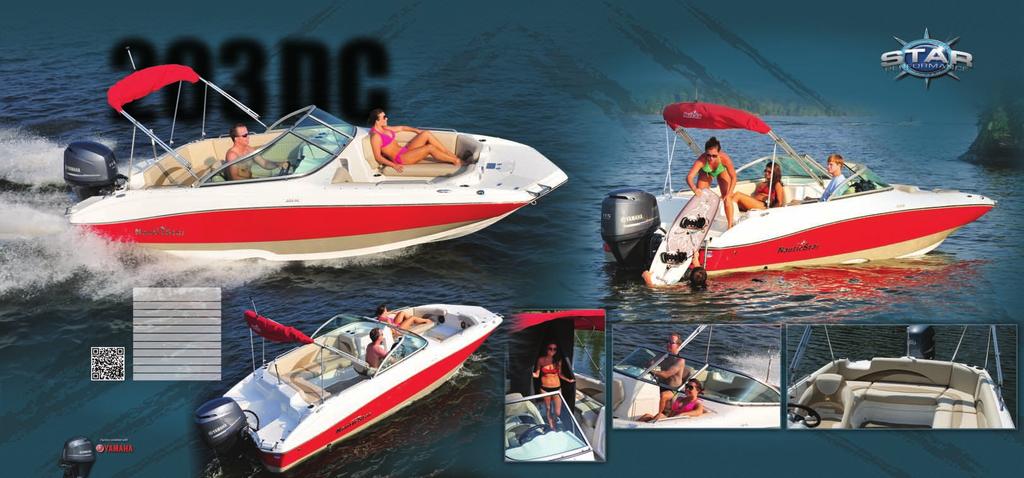 A new generation of deck style boat is here. With beautiful styling and innovative design, the 203 DC merges deck boat style open interior with the ride and drive of a Vee hull runabout.