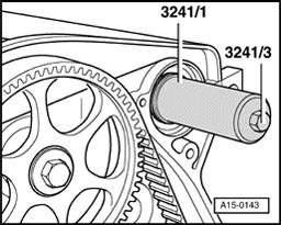 Page 22 of 51 15-49 - Using 3241/3 camshaft fitting tool and 3241/1 pressure sleeve, press oil seal in to stop. - Install Camshaft Position (CMP) sensor -G40- Page 15-38.