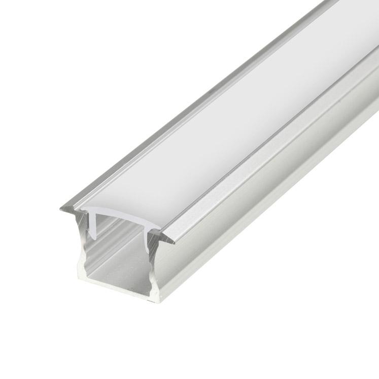 71-0580-54-M2 Extruded aluminium profile 2 metres long, with transparent diffuser. Consult for other versions with matt diffuser or without diffuser.