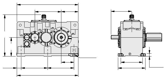 2 Stages Gear-units with Parallel Shafts Dimensions 18 7 316 194 235 Attached by feet 4 220 45 3