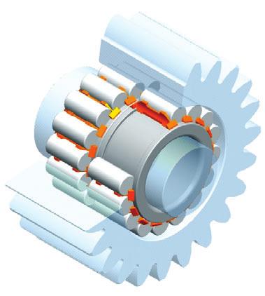 This type of bearing is often used in planetary gear applications. On certain planetary gears, the bore surface of the gear may be used as a raceway surface for the outer ring.