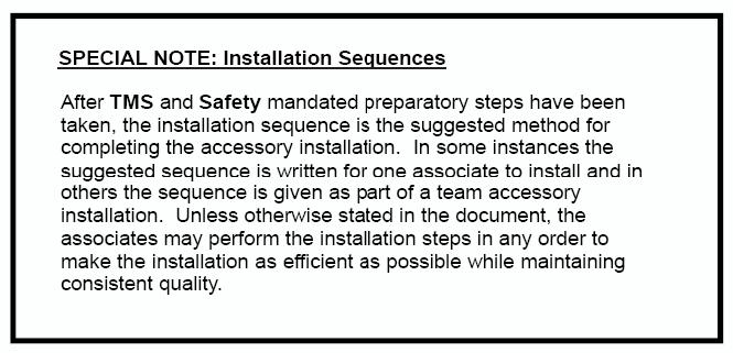 DESCRIPTION 1 N/A ELECTRICAL TAPE 2 3 4 GENERAL APPLICABILITY ALL MODELS RECOMMENDED SEQUENCE OF APPLICATION 1.
