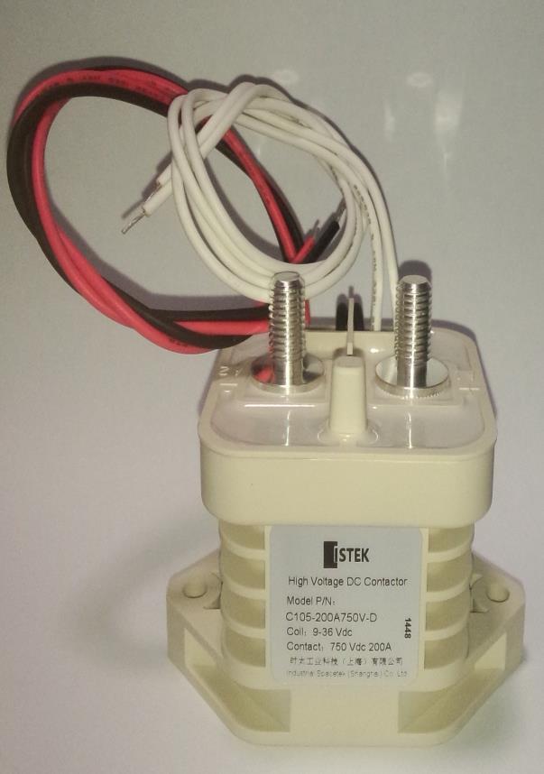 ISTEK-C105 200A 750V DC Contactor Part-A: Areas of applications This model of high voltage contactor can be used in many different areas, which include: battery charger, pre-charging of inverter