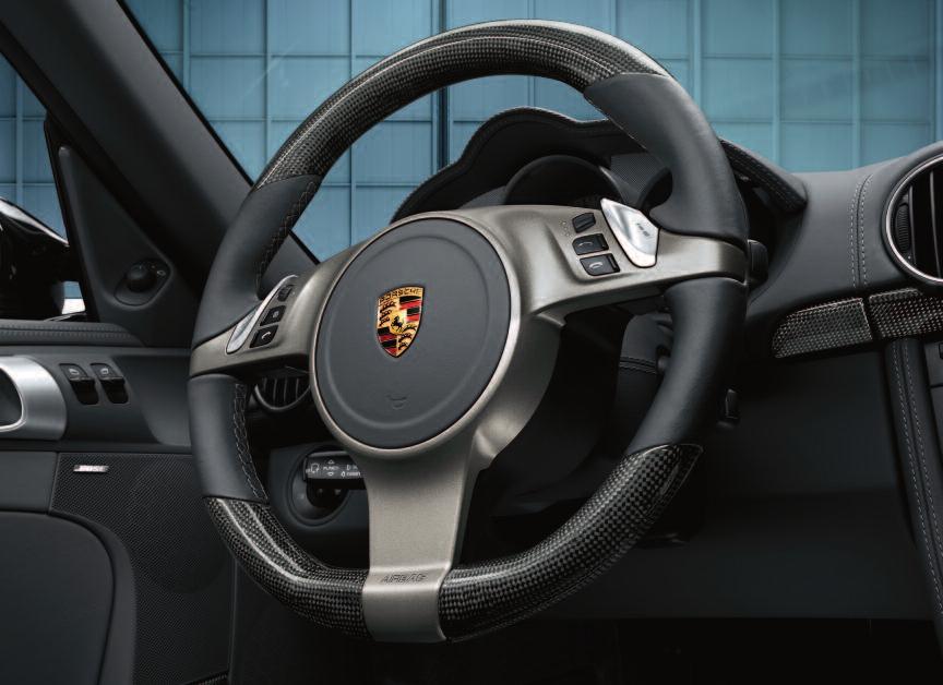 Multifunction steering wheel rim in Carbon Fiber Interior package Includes multifunction steeringwheel rim (not airbag module) as well as gear lever/pdk* gear selector and handbrake lever.